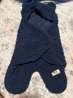 Baby Sherpa Hooded Footed Bunting - Navy